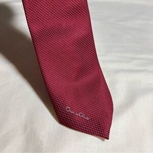 Oscar de la Renta Burgundy and Silver Tie